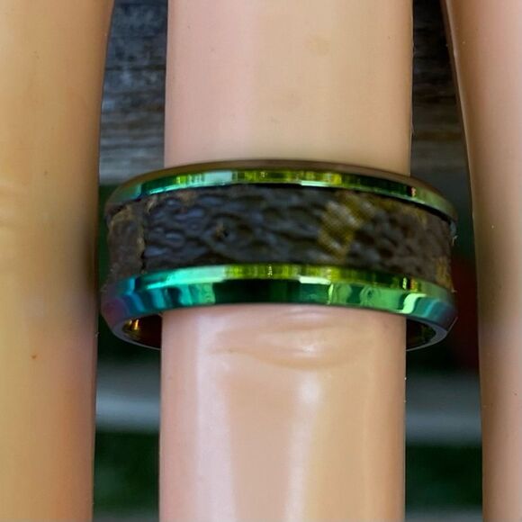 Upcycled/Repurposed Louis Vuitton Monogram Canvas Ring w/ Holographic Band 6.5 - Picture 6 of 7